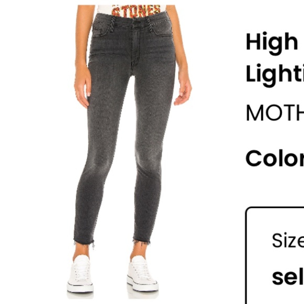 Mother Jeans The High Waisted Looker Ankle Fray Grey Looking up Lanterns Size 26